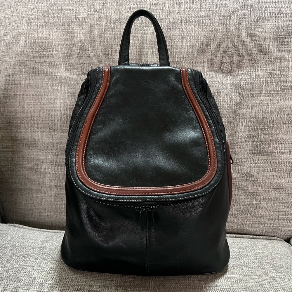 Derek Alexander Genuine Leather Multi Pocket Organizer Adjustable Backpack Bag